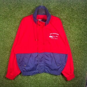Vintage Norman Todd Miss Budweiser Racing Jacket Red Navy Blue Mens Large